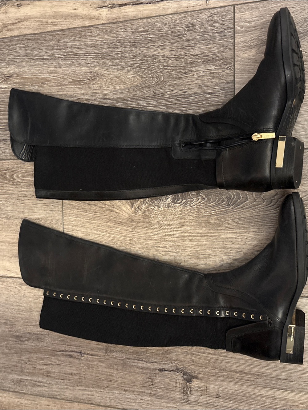 black leather Vince Camuto Pardonal over-the-knee boots